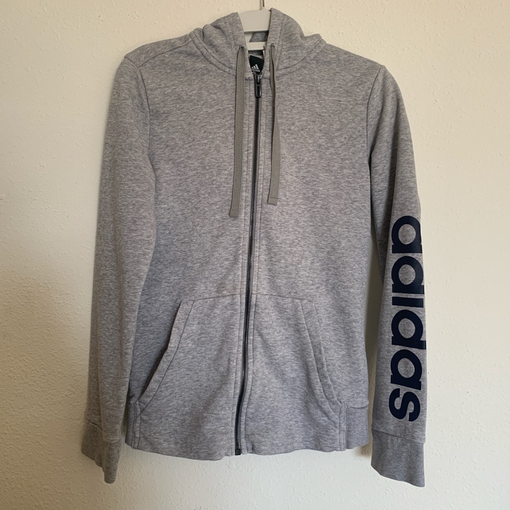 gray adidas zip up